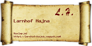 Larnhof Hajna névjegykártya